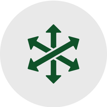A green and white icon with arrows in the middle